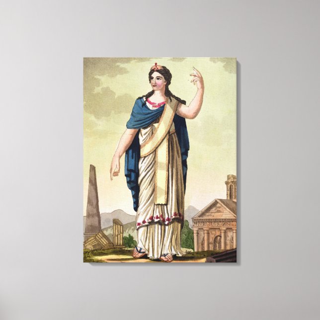 Lienzo Mujer patricia, nº 26 de la 'Roma antigua', engra (Anverso)