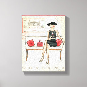 Lienzo Mujer que bebe el vino rojo