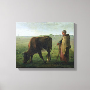 Lienzo Mujer que pasta su vaca, 1858