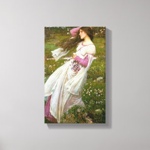 Lienzo Mujer recolectando flores en el viento