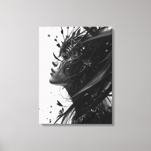 Lienzo Mujer retrato de fantasía en blanco y negro – Abs