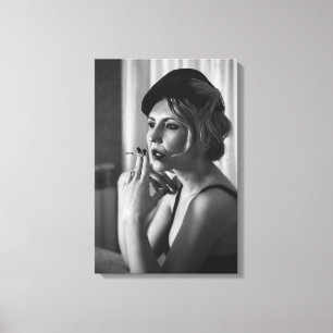 Lienzo Mujer retro fumando