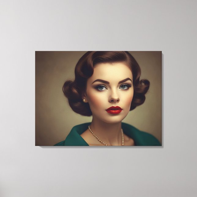 Lienzo Mujer retro vintage (Anverso)