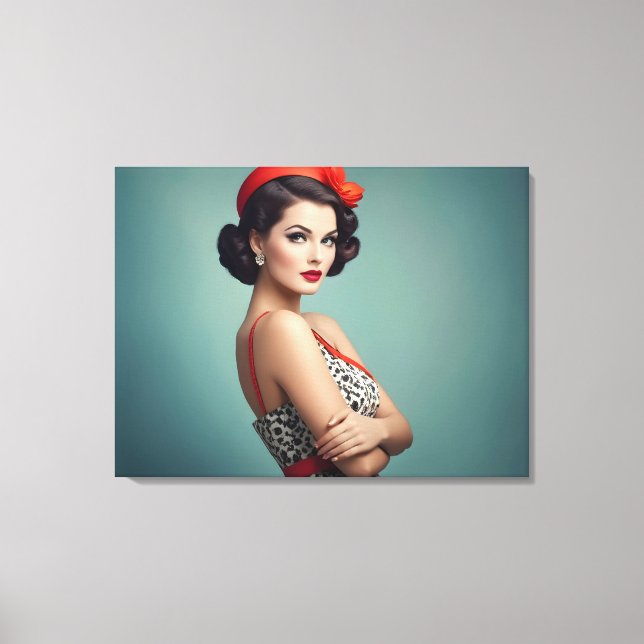 Lienzo Mujer retro vintage (Anverso)