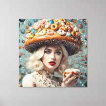 Mujer Rubia En El Planeta Doughnut Fantasía