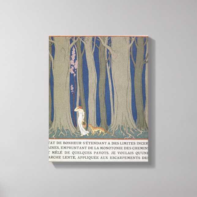 Lienzo Mujer seguida de un leopardo, ilustracion de Le (Anverso)