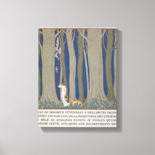 Lienzo Mujer seguida de un leopardo, ilustracion de Le