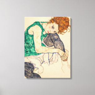 Lienzo Mujer sentada con Bent Knee, 1917 por Egon Schiele