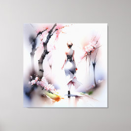 Lienzo Mujer solitaria caminando