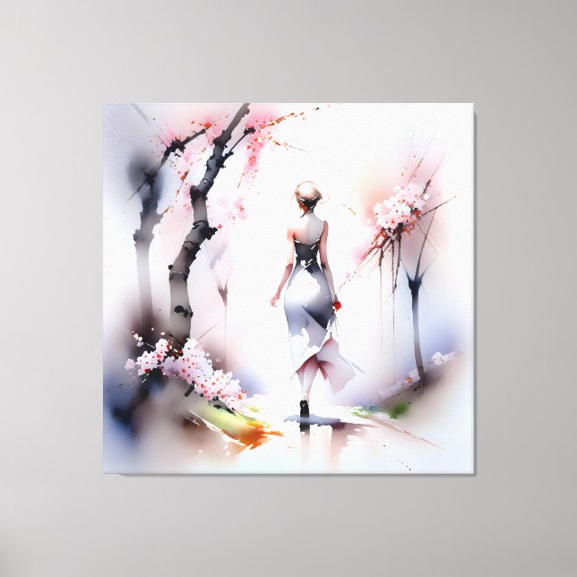 Lienzo Mujer solitaria caminando (Anverso)