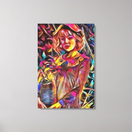 Lienzo Mujer sosteniendo flores