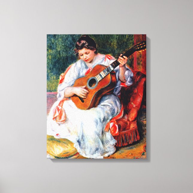 Lienzo Mujer tocando la guitarra de Pierre Renoir (Anverso)