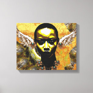 Lienzo Mujer tribal africana con los oídos cons alas