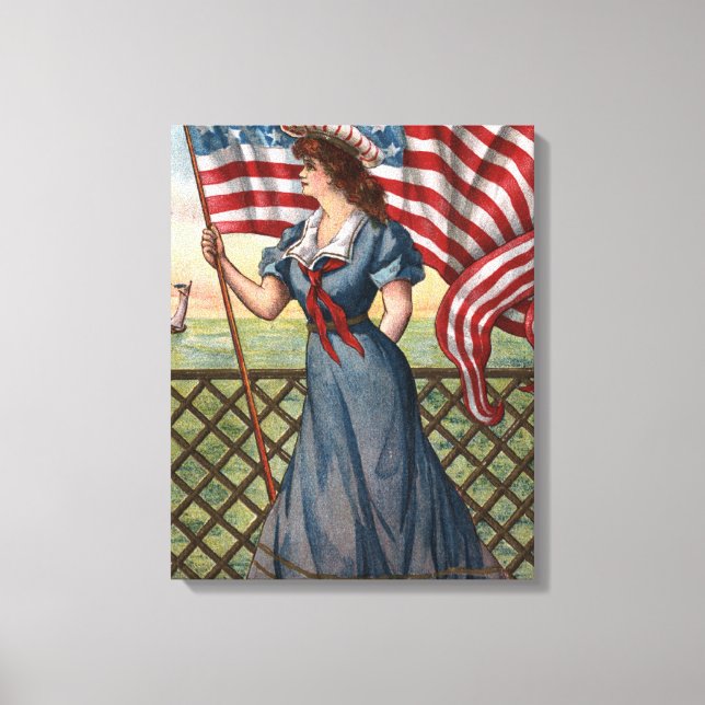 Lienzo Mujer vestida de forma patriótica (Anverso)