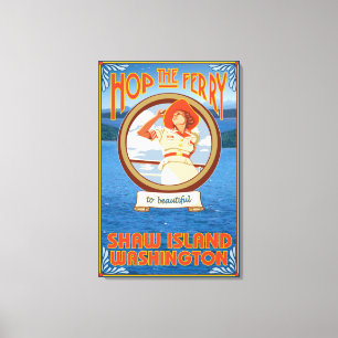 Lienzo Mujer viajando en ferry - Isla Shaw, Washington