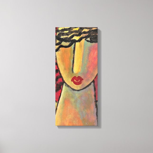 Lienzo Mujer Winking Resumen Pintura Acrílica (Anverso)