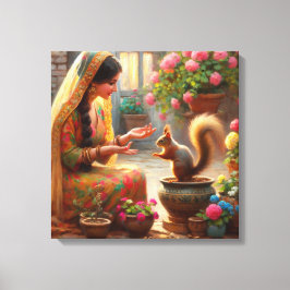 Lienzo Mujer y ardilla 2