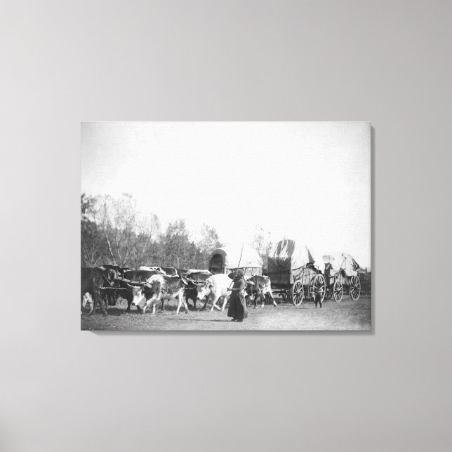 Lienzo Mujer y niño con lanzas en tren Ox (Anverso)