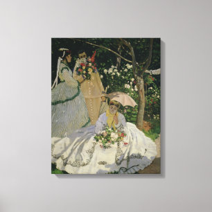 Lienzo Mujeres de Claude Monet el en el jardín