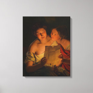 Lienzo Mujeres leyendo una carta de amor (de Waldmüller)