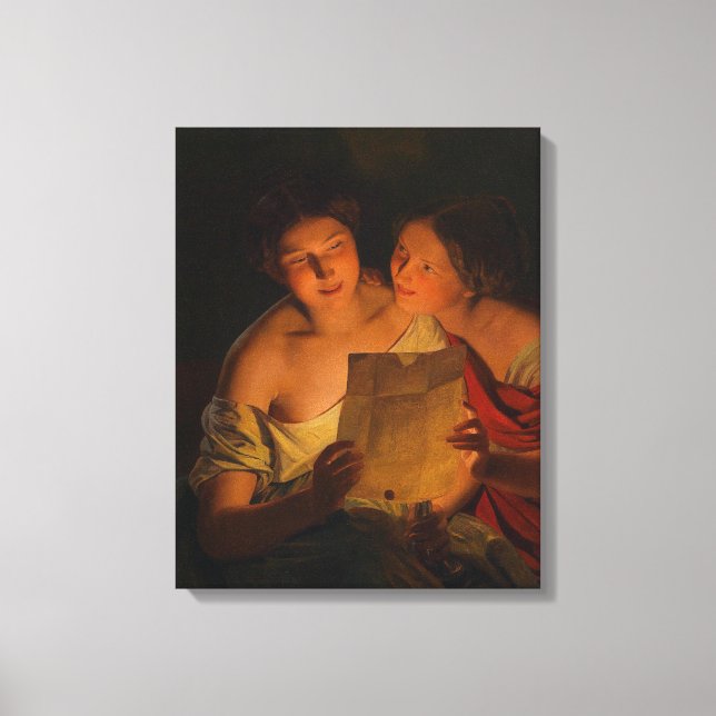 Lienzo Mujeres leyendo una carta de amor (de Waldmüller) (Anverso)