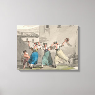 Lienzo Mujeres luchando en Roma, Italia (Escena histórica