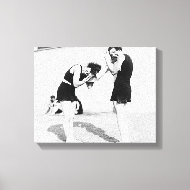 Lienzo Mujeres secándose el pelo en la playa (Anverso)