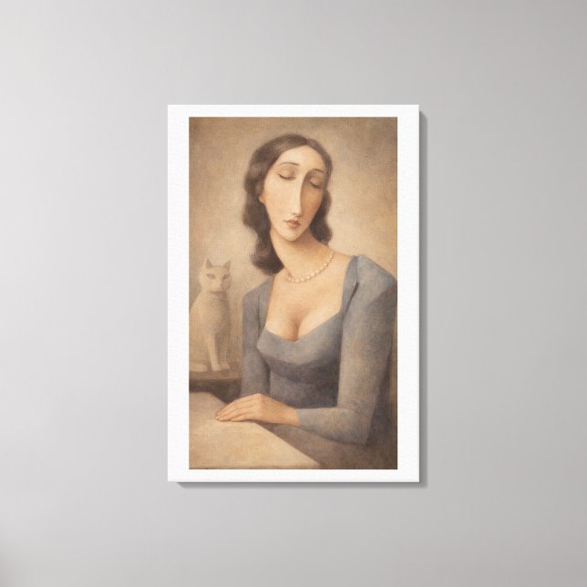 Lienzo Mujeres serenas con su gato (Anverso)