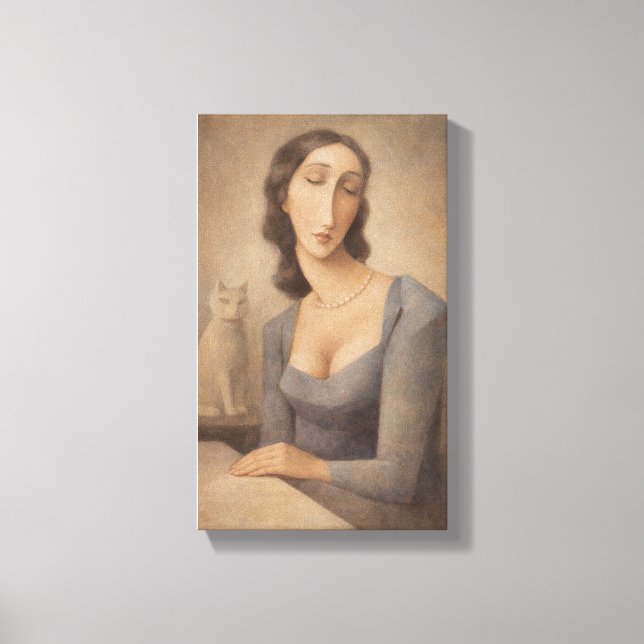Lienzo Mujeres serenas con su gato (Anverso)