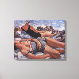 Lienzo Mujeres tomando el sol en la playa (por Serebriako
