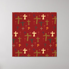 Lienzo Multicolored Christian Crosses Art on Red 