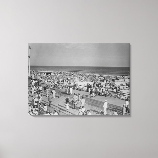 Lienzo Multitud en la playa (Anverso)