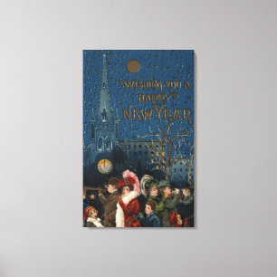 Lienzo Multitud Soplando Cuernos