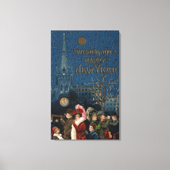 Lienzo Multitud Soplando Cuernos (Anverso)