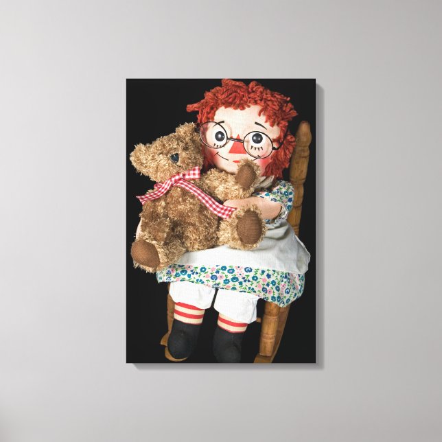 Lienzo Muñeca de trapo y oso de peluche (Anverso)