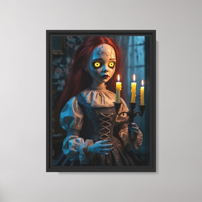 Lienzo Muñeca embrujada con velas (Anverso)