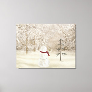 Lienzo Muñeco de nieve con la estrella del navidad