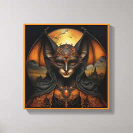 Lienzo murciélago de halloween naranja y negro