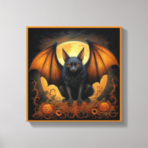 Lienzo Murciélago disfrazado de Halloween lindo y espeluz