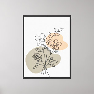 Lienzo Muro de dibujo de líneas florales - Boho Botánico 