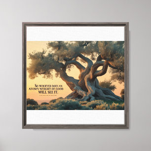 Lienzo Muro Islámico - Árbol de oliva con verso de Corán.