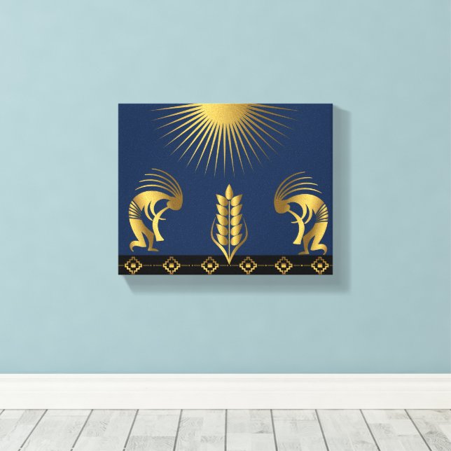 Lienzo Muro Kokopelli de oro del suroeste (Insitu (piso de madera))