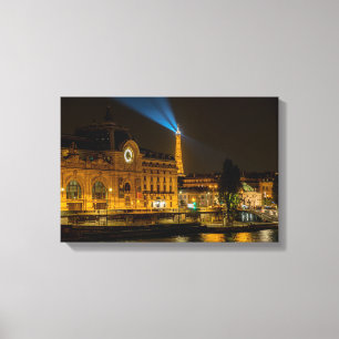Lienzo Museo de Orsay en París por la noche