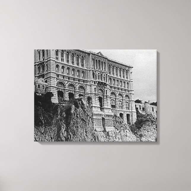 Lienzo Museo Oceanográfico de Mónaco Vintage (Anverso)