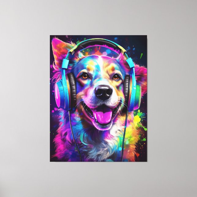 Lienzo Music lover dog  (Anverso)