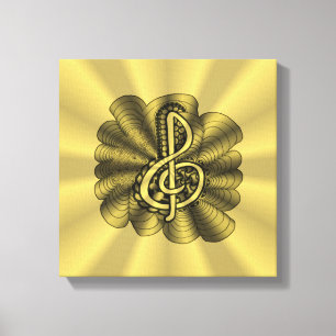 Lienzo Music Treble Clef Gold Personalizado