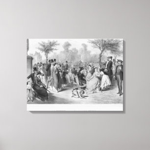 Lienzo Música, concierto militar en un jardín público