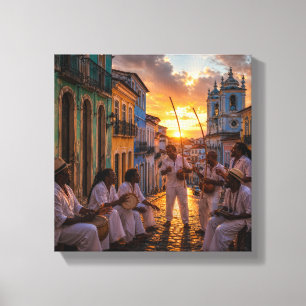 Lienzo Música Folk Brasileña Atardecer en Pelourinho Salv