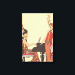 Lienzo Música vintage, cantante de música Art Deco pianis<br><div class="desc">Ilustracion vintage arte deco diseño musical de arte fino con un pianista tocando el piano y un cantante a punto de cantar y actuar con música. Las mujeres están usando el clásico vestido de moda de los años 20. Cantación de George Barbier. 1922</div>