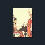 Lienzo Música vintage, cantante de música Art Deco pianis<br><div class="desc">Ilustracion vintage arte deco diseño musical de arte fino con un pianista tocando el piano y un cantante a punto de cantar y actuar con música. Las mujeres están usando el clásico vestido de moda de los años 20. Cantación de George Barbier. 1922</div>